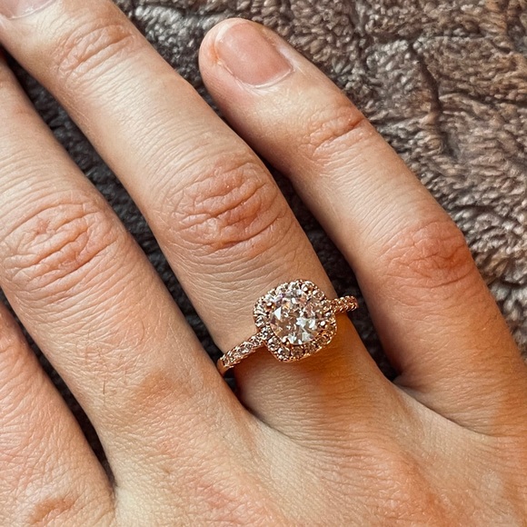 S925 Rings Rose gold Color Square Simple Ring - Picture 2 of 3